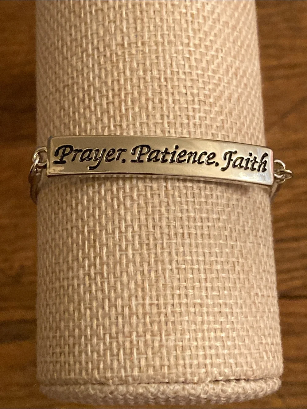 Zoe's Loft Prayer, Patience, Faith Bracelet Rhodium Plated White Gold NWOT